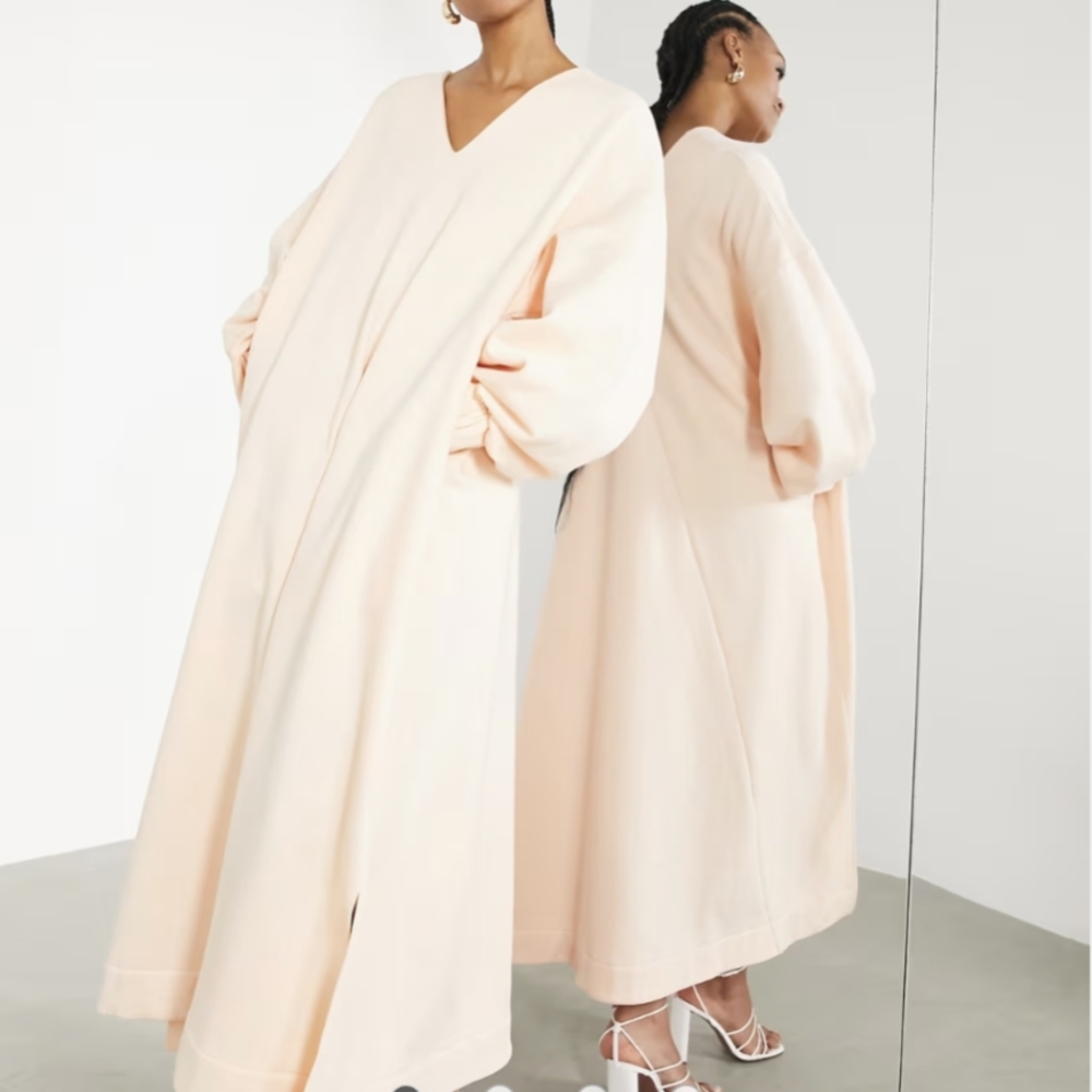 Cream Sweatshirt Maxi Dress